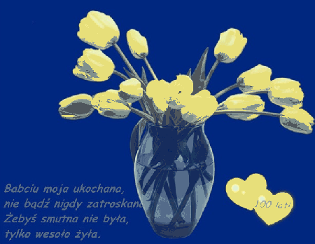 Żółte tulipany w wazonie babciu moja kochana